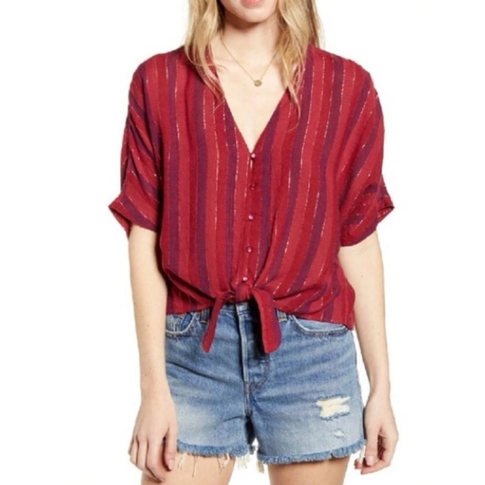 Rails Thea Tie Waist Blouse in Rogue
Stripe size XXS